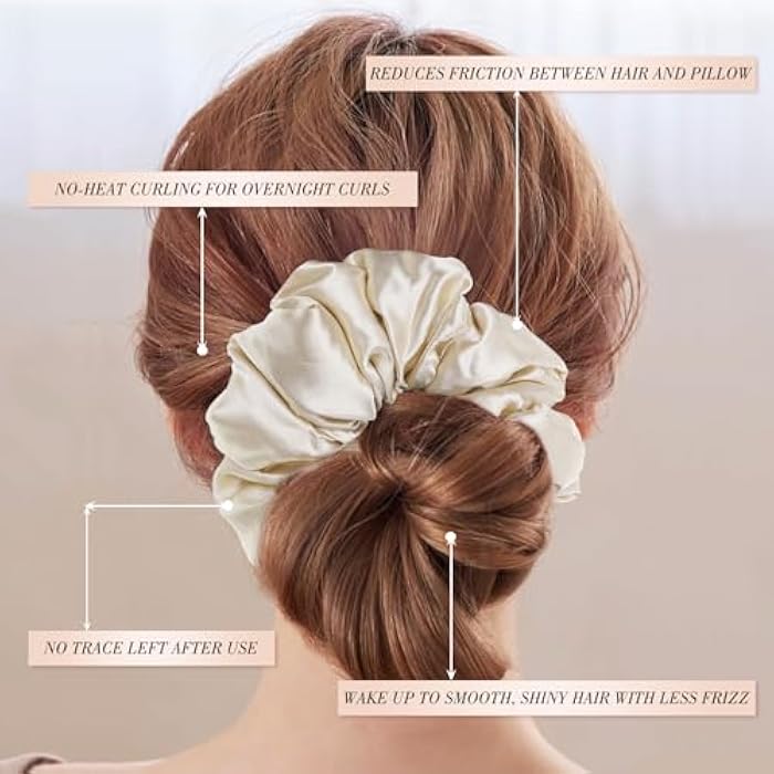 obeoby 3Pcs Large Satin Hair Scrunchies, 6Inch Pillow Satin Scrunchies for Thick Curls Sleepy Hair Tie Valentines Gifts - Image 3
